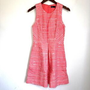 GAP Womens 0 Coral White Stripe Sleeveless A Line Above Knee Dress KK13
